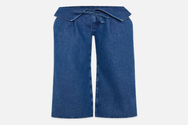 بنطال جينز أزرق بقصة مريحة وتفاصيل خصر Blue Waist Detailed Comfortable Cut Trousers