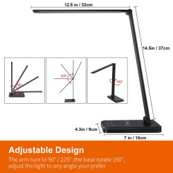 مصباح مكتب LED مع شحن لاسلكي وUSB LED desk lamp with wireless charging and USB