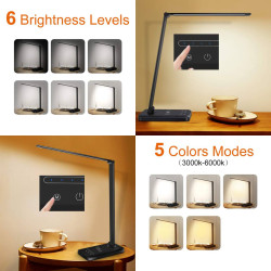 مصباح مكتب LED مع شحن لاسلكي وUSB LED desk lamp with wireless charging and USB