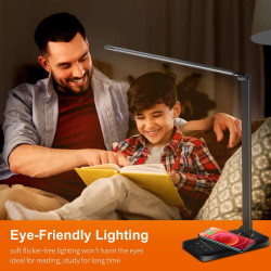 مصباح مكتب LED مع شحن لاسلكي وUSB LED desk lamp with wireless charging and USB