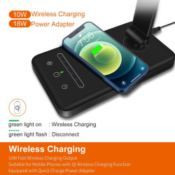 مصباح مكتب LED مع شحن لاسلكي وUSB LED desk lamp with wireless charging and USB