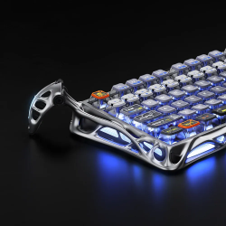 لوحة مفاتيح الألعاب الميكانيكية GravaStar Mercury K1 Pro باللون الفضي بين النجوم + غرافاستار ميركوري إم١ برو دبليو إس إم_سي إن باتل وورن سيلفر ميست ماوس لاسلكي GravaStar Mercury K1 Pro Interstellar Silver Mechanical Gaming Keyboard + Gravastar Mercury M1 