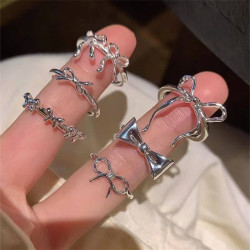 خاتم فيونكة فضي silver bow ring