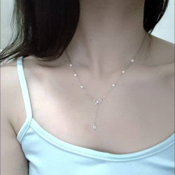قلادة فيونكة فضي Silver bow necklace