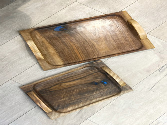 سيت صواني خشب طبيعي Natural wood tray