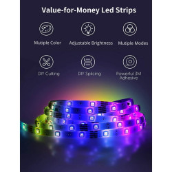 RGB بطول 10 أمتار مع ريموت متعدد الألوان والأنماط 10-meter RGB light with multi-color and multi-pattern remote control