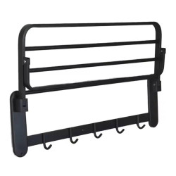 حامل مناشف جداري مع رف علوي وخطافات Wall Mounted Towel Rack with Shelf and Hooks