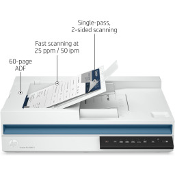 ماسح ضوئي مستندات ومسطح HP ScanJet Pro 2600 f1 A4 مزدوج الوجه HP ScanJet Pro 2600 f1 A4 Duplex Document & Flatbed Scanner – Up to 25 ppm, 600 dpi ADF & 1200 dpi Flatbed, 60-Sheet ADF