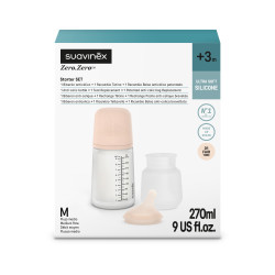 رضاعة 270 ML مضادة للمغص ZERO ZERO بحلمة ذات تدفق متوسط + حلمة ذات تدفق متوسط +  كيس مضاد للمغص من السليكون فاتح اللون S PACK BREASTFEEDING BOTTLE 270ML SM EXP