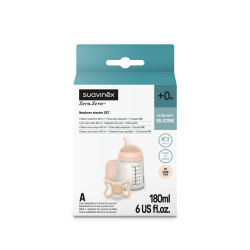 رضاعة  ZERO ZERO ذات حلمة قابلة للتكيف 180 ML + لهاية ZERO ZERO فاتح اللون S SET ZERO 180ML SU+SOOTHER ZERO -2/2 L36