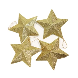 طقم نجوم الزينة الذهبية البراقة (Glittery Golden Stars Set)