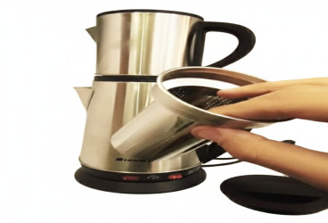 غلاية طابقين ستيل - 2 لتر Two-tier stainless steel kettle - 2 liters