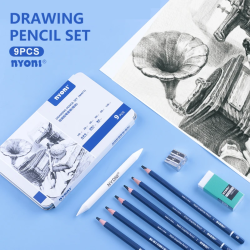 تدرجات رصاص علبة معدنية Drawing pencil set 9 pcs