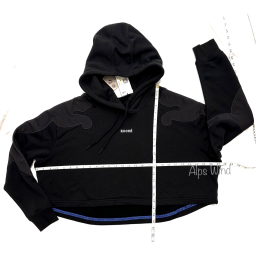 هودي قصير نسائي مطرز أسود بوما × كوشيه Puma x Koche Women's Embroidered Crop Hoodie - Black