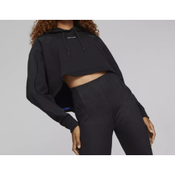 هودي قصير نسائي مطرز أسود بوما × كوشيه Puma x Koche Women's Embroidered Crop Hoodie - Black