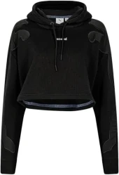 هودي قصير نسائي مطرز أسود بوما × كوشيه Puma x Koche Women's Embroidered Crop Hoodie - Black