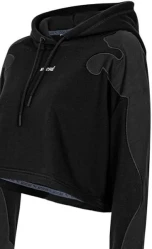 هودي قصير نسائي مطرز أسود بوما × كوشيه Puma x Koche Women's Embroidered Crop Hoodie - Black