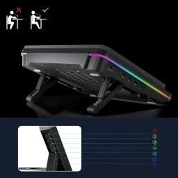 لوح تبريد لابتوب RGB بسرعة 2600 دورة/دقيقة IETS GT600V2 IETS GT600V2 2600 RPM RGB Laptop Cooling Pad