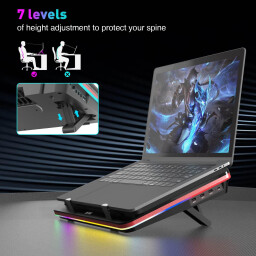 لوح تبريد لابتوب RGB بسرعة 5000 دورة/دقيقة IETS GT500V2 IETS GT500V2 5000 RPM RGB Laptop Cooling Pad