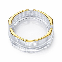 طفاية سجائر زجاجية فاخرة بإطار ذهبي Luxury Glass Ashtray with Gold Rim