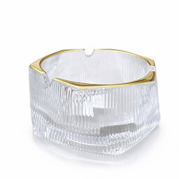 طفاية سجائر زجاجية فاخرة بإطار ذهبي Luxury Glass Ashtray with Gold Rim