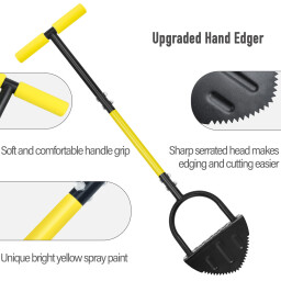 أداة تقليم حواف العشب بنصف قمر مع رأس مسنن ومرفقات Half-moon lawn trimmer with serrated head and attachments