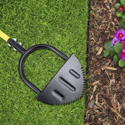 أداة تقليم حواف العشب بنصف قمر مع رأس مسنن ومرفقات Half-moon lawn trimmer with serrated head and attachments
