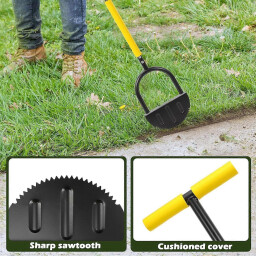 أداة تقليم حواف العشب بنصف قمر مع رأس مسنن ومرفقات Half-moon lawn trimmer with serrated head and attachments