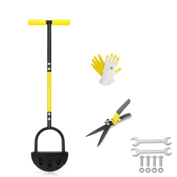أداة تقليم حواف العشب بنصف قمر مع رأس مسنن ومرفقات Half-moon lawn trimmer with serrated head and attachments