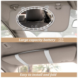 مرآة فانيتي جيفاوا للسيارة LED قابلة لإعادة الشحن مع 3 أوضاع إضاءة Givawa LED car vanity mirror, rechargeable, with 3 lighting modes