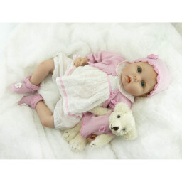 دمية واقعية سيليكون مع شعر مزروع وملحقات هدية Realistic silicone doll with implanted hair and accessories - Gift