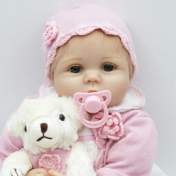 دمية واقعية سيليكون مع شعر مزروع وملحقات هدية Realistic silicone doll with implanted hair and accessories - Gift