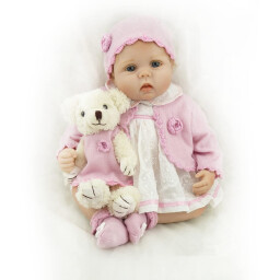 دمية واقعية سيليكون مع شعر مزروع وملحقات هدية Realistic silicone doll with implanted hair and accessories - Gift