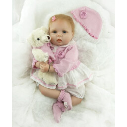 دمية واقعية سيليكون مع شعر مزروع وملحقات هدية Realistic silicone doll with implanted hair and accessories - Gift