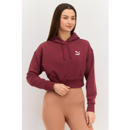 سويتر نسائي بغطاء رأس خمري بشعار مطرّز Women's Hooded SweatshirtرEmbroidered Logo