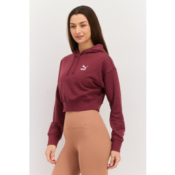 سويتر نسائي بغطاء رأس خمري بشعار مطرّز Women's Hooded SweatshirtرEmbroidered Logo
