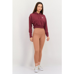 سويتر نسائي بغطاء رأس خمري بشعار مطرّز Women's Hooded SweatshirtرEmbroidered Logo