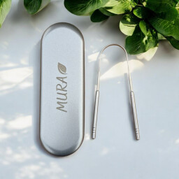 قاشطة اللسان من مورا MURA Stainless Steel Tongue Cleaner with Metal Case