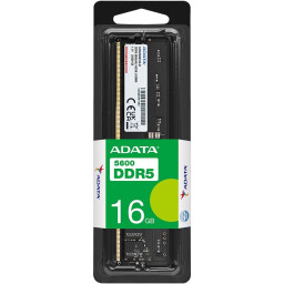 وحدة ذاكرة ADATA DDR5-5600 U-DIMM - 16 جيجابايت (1× 16 جيجابايت) –  ذاكرة DIMM غير مخزنة 288 دبوسًا ADATA DDR5-5600 U-DIMM Memory Module - 16GB (1x 16GB) – 5600 MT/s, 1.1 V, On-Die ECC, 288-Pin Unbuffered DIMM