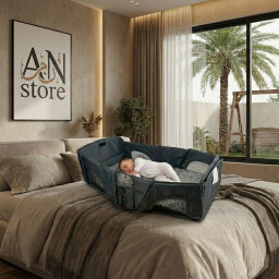 سرير طفل سفري محمول قابل للطي – تصميم جنطة خفيف وآمن Portable Foldable Baby Travel Bed – Bag Style Lightweight Design