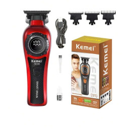 ماكينة حلاقة وتحديد احترافية من ماركة Kemei، الموديل KM-999.  لون احمر Kemei