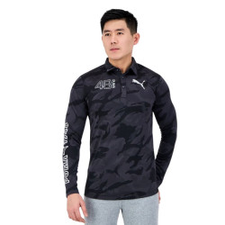 قميص بولو تدريبي رجالي بأكمام طويلة بنقشة التمويه Men Sportswear Fit Long Sleeve Camouflage Training Polo Shirt Multicolor