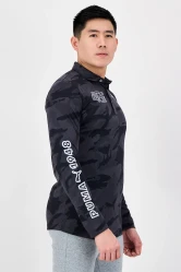 قميص بولو تدريبي رجالي بأكمام طويلة بنقشة التمويه Men Sportswear Fit Long Sleeve Camouflage Training Polo Shirt Multicolor