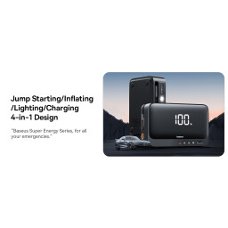 بطارية طوارئ للسيارات ومنفاخ للاطارات متعددة الاستخدامات 4 في 1 Baseus Super Energy Jump Starter & Inflator 4in1 Multipurpose Emergency Battery