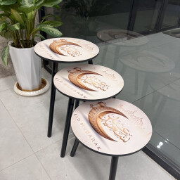 طقم طاولات ضيافة دائري عيد مبارك Eid Mubarak Decorative Round Hospitality Table Set