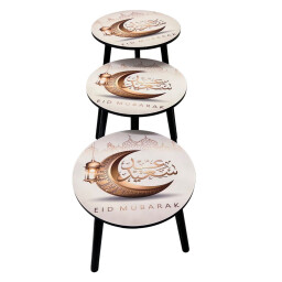 طقم طاولات ضيافة دائري عيد مبارك Eid Mubarak Decorative Round Hospitality Table Set