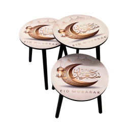 طقم طاولات ضيافة دائري عيد مبارك Eid Mubarak Decorative Round Hospitality Table Set