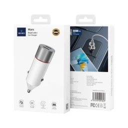 شاحن سيارة WiWU Mars Series 60 واط بمخرجين USB-C Wiwu Wi-QC023 60W Dual USB-C Mars Series Car Charger USBC+USB C 60W