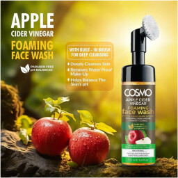 غسول وجه رغوي بخل التفاح مع فرشاة تنظيف COSMO Apple Cider Vinegar Foaming Face Wash – Brightening