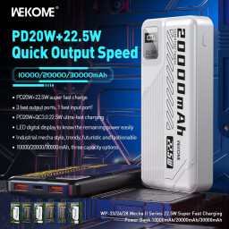 شاحن محمول ويكوم شحن فائق السرعة بسعة 30000 مللي أمبير WEKOME WP-28 Super-Fast Charging Power Bank 30000mAh